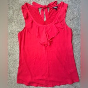 Express Ruffle Front Tie Back Tank in coral size small